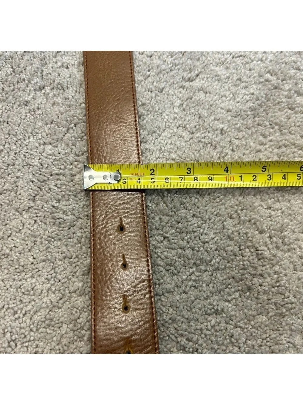 Olsen Europe camel brown orange stone crystal rhinestone buckle leather belt 8